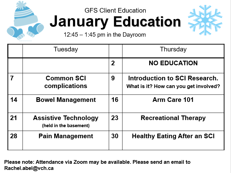 GF Strong Rehabilitation Spinal Cord Injury Client Education Calendar June 2024