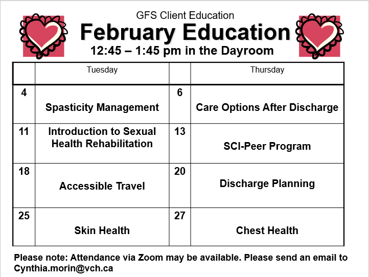 GF Strong Rehabilitation Spinal Cord Injury Client Education Calendar June 2024