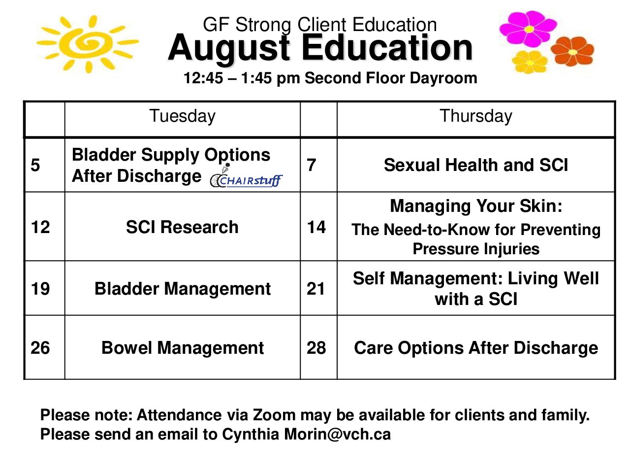GF Strong Rehabilitation Spinal Cord Injury Client Education Calendar June 2024