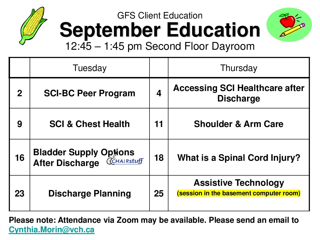 GF Strong Rehabilitation Spinal Cord Injury Client Education Calendar June 2024