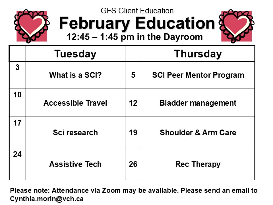 GF Strong Rehabilitation Spinal Cord Injury Client Education Calendar June 2024