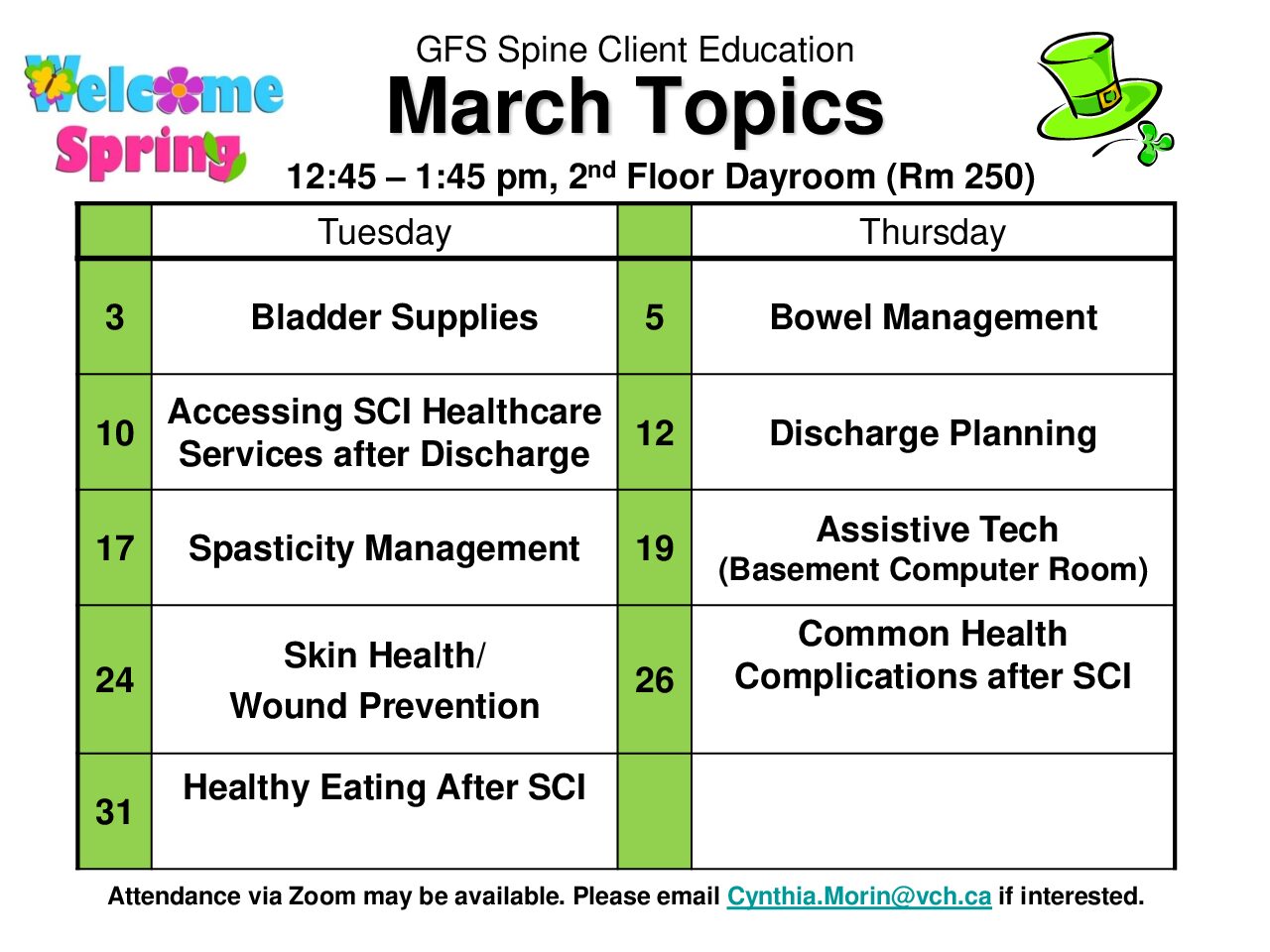 GF Strong Rehabilitation Spinal Cord Injury Client Education Calendar June 2024