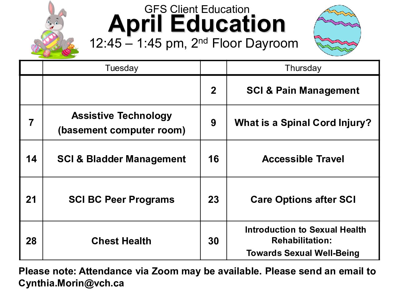 GF Strong Rehabilitation Spinal Cord Injury Client Education Calendar June 2024