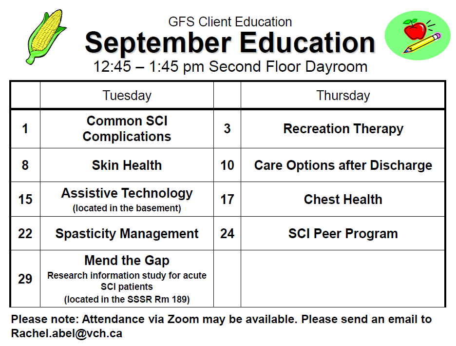 GF Strong Rehabilitation Spinal Cord Injury Client Education Calendar June 2024