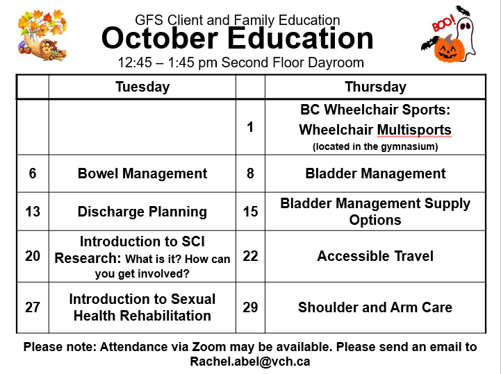 GF Strong Rehabilitation Spinal Cord Injury Client Education Calendar June 2024